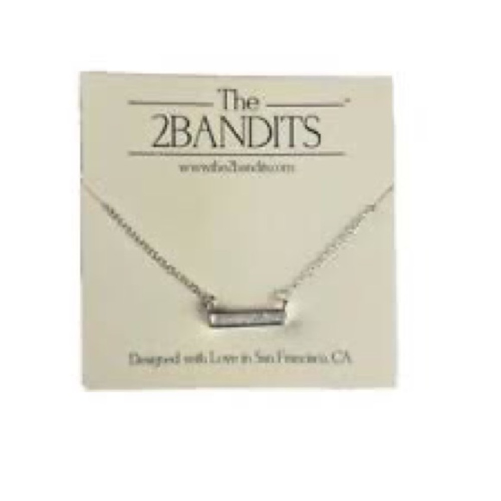The 2Bandits Athens Iridescent Bar Silvertone Necklace New